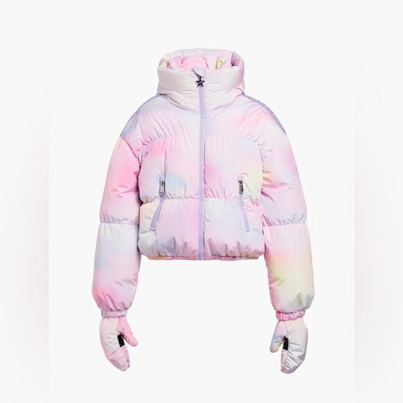 Goldbergh Lumina Puffer Ski Jacket Coat NWT Pastel Pink Purple US 10 Mittens - Picture 2 of 12